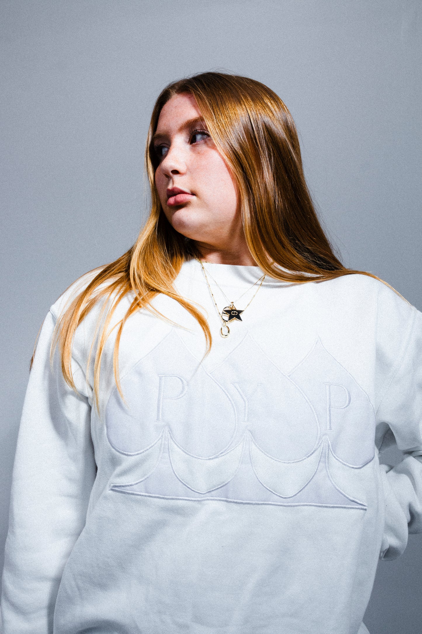 WHITE PYP CREWNECK