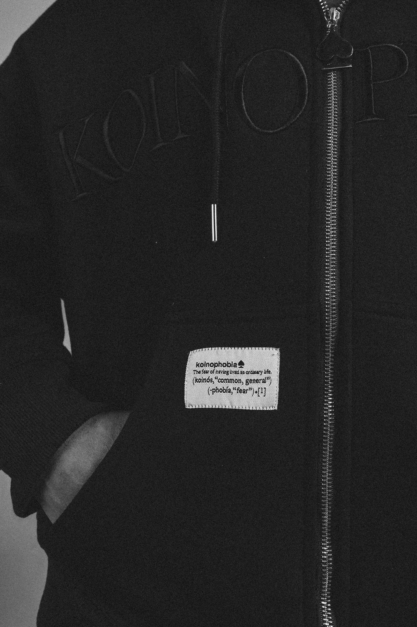 'KOINOPHOBIA' ZIP-UP HOODIE