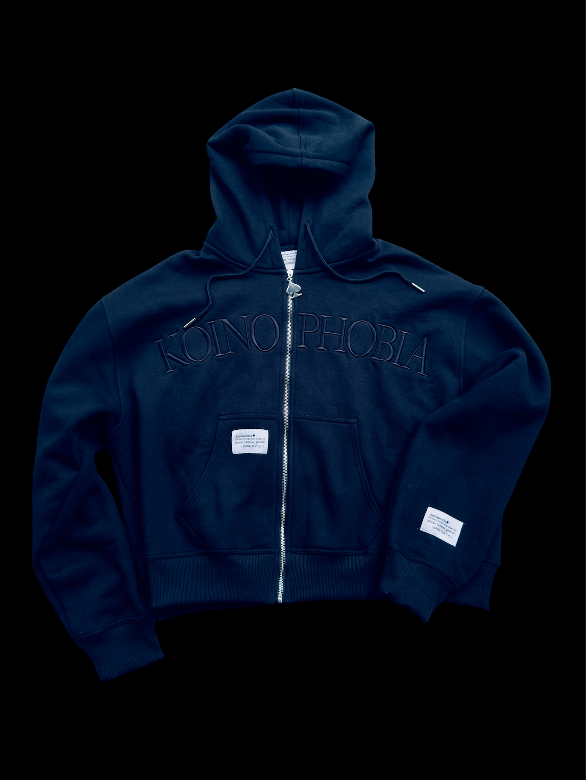 'KOINOPHOBIA' ZIP-UP HOODIE